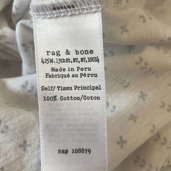 Rag & Bone Jeans Tissue Weight White Printed T-Shirt sz XS - Picture 11 of 15